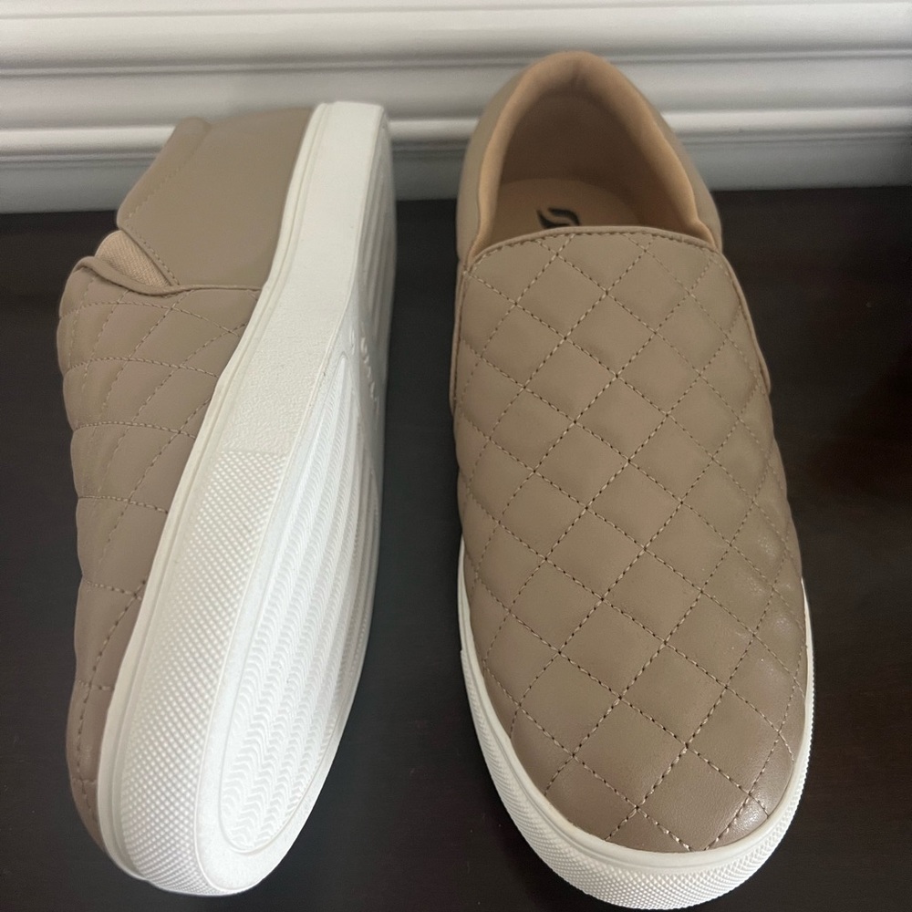 faux leather taupe loafer sneakers